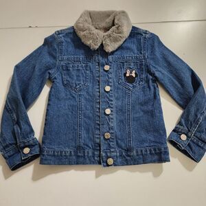 Girls Disney Minnie Mouse Embroidered Blue & Pink Denim Jacket Size 5